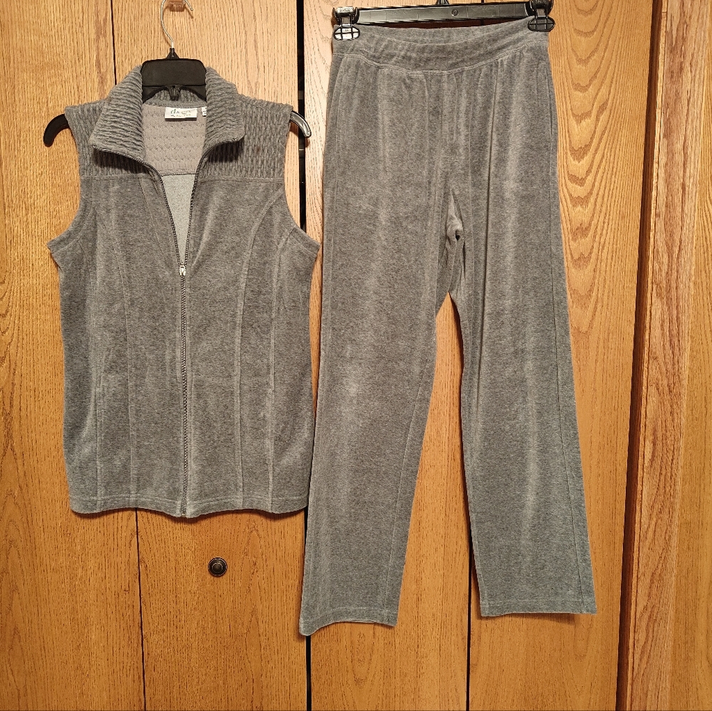 d & Co Gray Women's Pants & Vest Set